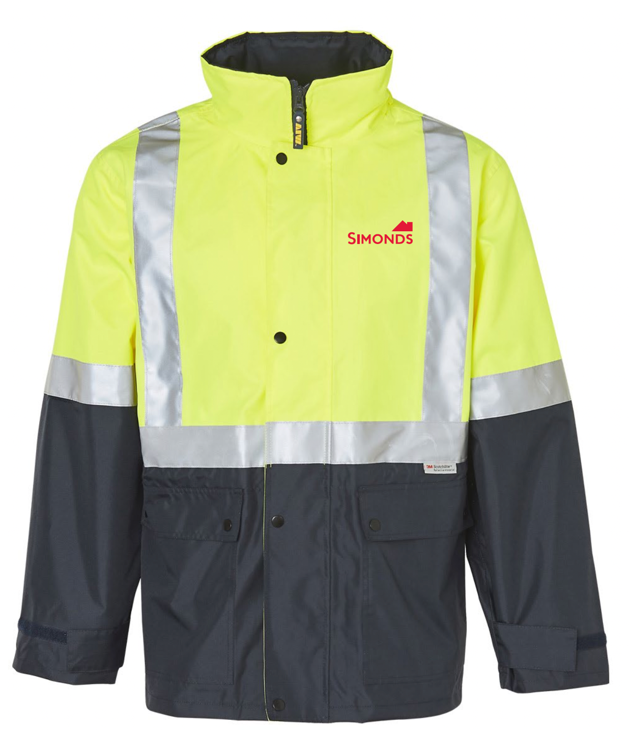 Hi-Vis Two Tone Rain Proof Safety Jacket With Mesh Lining and 3M Scotchlite Reflective Tapes